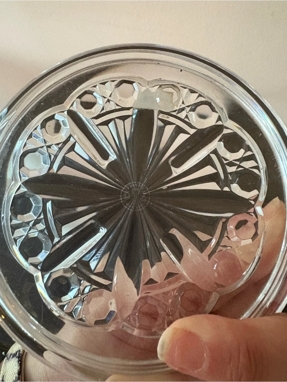Baccarat Clear Crystal Wine Coaster with Starburst Cut